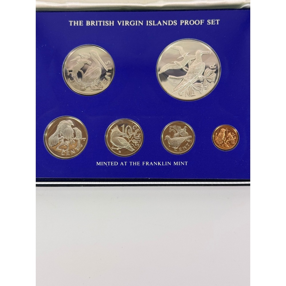 1975 British Virgin Islands Sterling Silver Proof Coin Set Franklin Mint COA - Picture 2 of 11